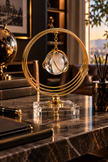 Gold Halkalı Kristal Küre Dekoratif Masa Aksesuarı