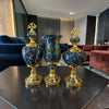 Emerald Black Marble Dekoratif Vazo & Obje Seti – Gold Detaylı Lüks Salon Aksesuarı (3’lü& Sleep Nova