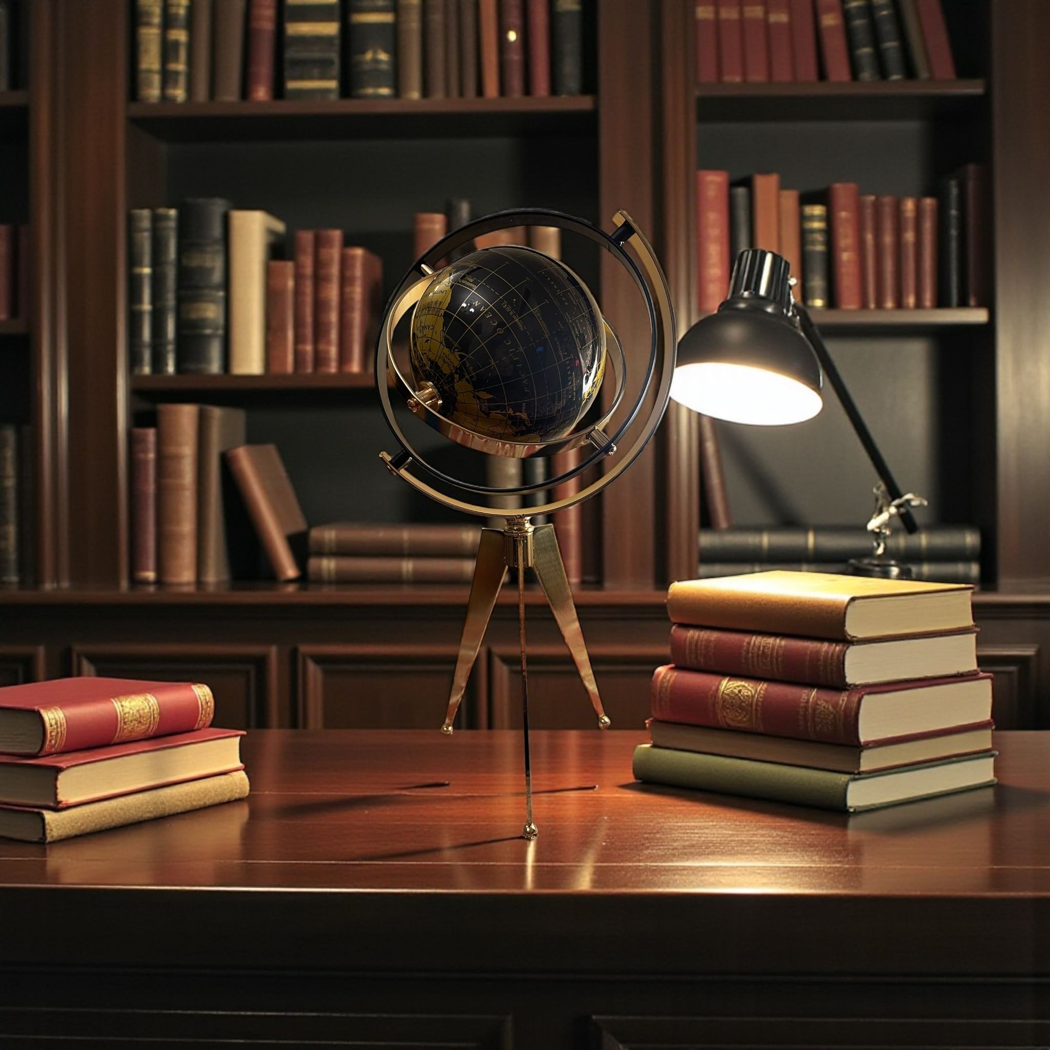 Lüks Dekoratif Dünya Küresi – Gold Detaylı Masa Üstü, Ofis & Kütüphane Dekoru& Sleep Nova