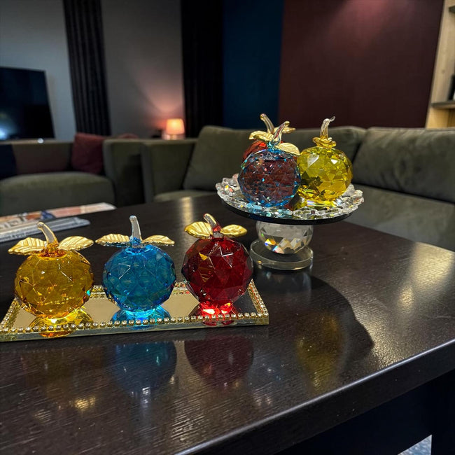 Crystal Apple Dekoratif Cam Elma Seti – Renkli Lüks Masa & Salon Aksesuarı& Sleep Nova