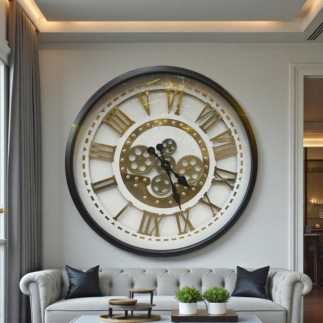 Imperial Gold Roma Rakamlı Çarklı Büyük Boy Dekoratif Duvar Saati& Sleep Nova