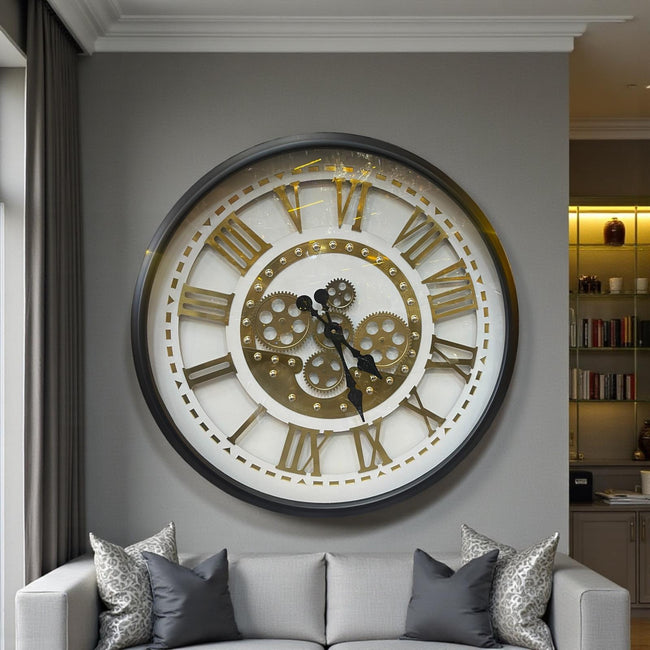 Imperial Gold Roma Rakamlı Çarklı Büyük Boy Dekoratif Duvar Saati& Sleep Nova