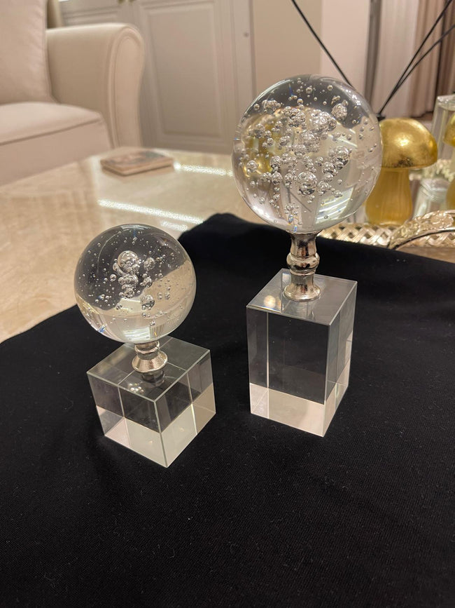 Kristal Kaideli Hava Kabarcıklı Cam Küre Modern Dekoratif Obje& Sleep Nova
