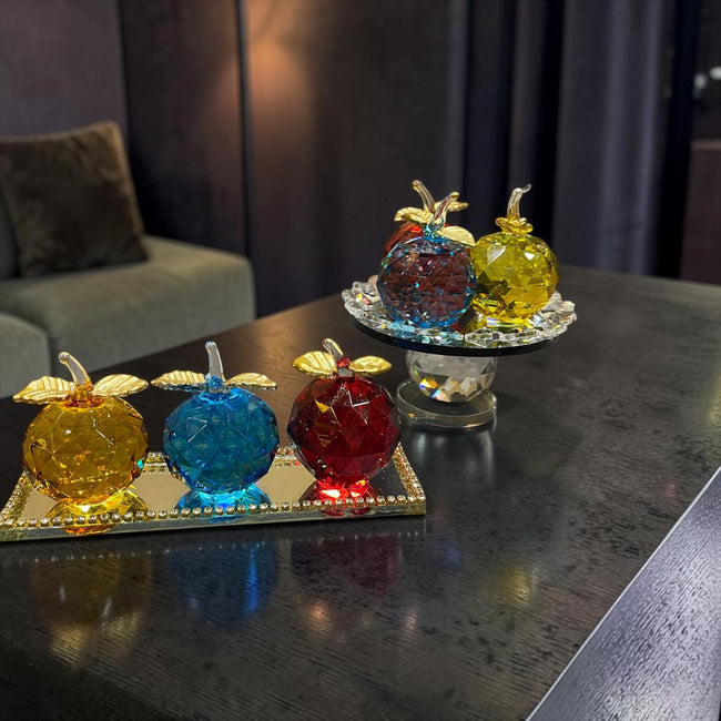Crystal Apple Dekoratif Cam Elma Seti – Renkli Lüks Masa & Salon Aksesuarı& Sleep Nova