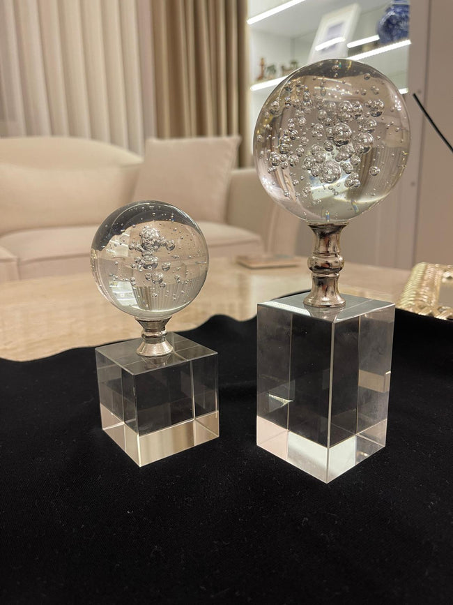 Kristal Kaideli Hava Kabarcıklı Cam Küre Modern Dekoratif Obje& Sleep Nova