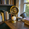 Heritage Gold Globe Dekoratif Masa Saati – Mermer Desenli Klasik Salon & Ofis Saat (Eskitme)& Sleep Nova