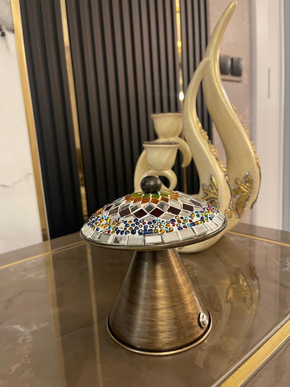 Renkli Mozaik Cam Dekoratif Masa Lambası