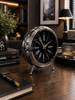 Lüks Gümüş Metal Dekoratif Masa Saati – Modern Roma Rakamlı Vintage Ayaklı Salon & Ofis Saati& Sleep Nova