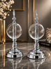 Silver Crystal Cam Küre Dekoratif Obje Seti – Gümüş Metal Modern Salon & Ofis Aksesuarı (2'li)& Sleep Nova