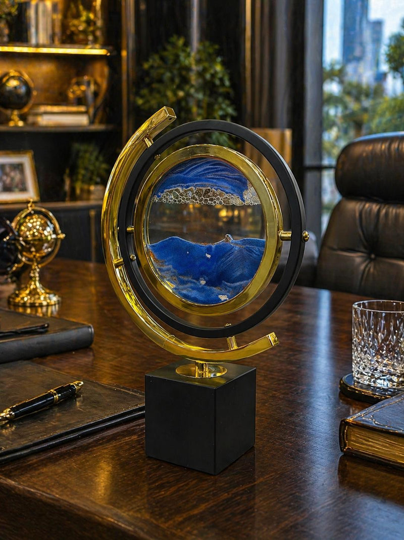 Gold Frame Hareketli Kum Sanatı Dekoratif Masa Lambası – Modern Ofis & Salon Dekoru