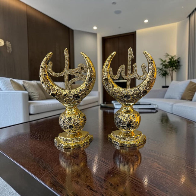 Osmanlı Motifli Allah Lafzı Biblo – Altın Kaplama Taş İşlemeli Lüks Dekoratif Obje& Sleep Nova