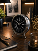 Lüks Gümüş Metal Dekoratif Masa Saati – Modern Roma Rakamlı Vintage Ayaklı Salon & Ofis Saati& Sleep Nova
