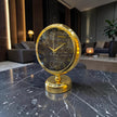 Gold Marble Masa Saati – Altın Çerçeveli Siyah Mermer Desenli Modern Lüks Dekoratif Saat& Sleep Nova
