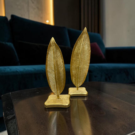 Golden Leaf Dekoratif Obje Seti – Modern Yaprak Tasarımlı Lüks Masa Aksesuarı (İkili)& Sleep Nova