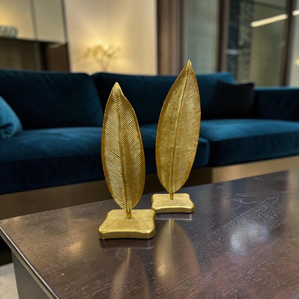 Golden Leaf Dekoratif Obje Seti – Modern Yaprak Tasarımlı Lüks Masa Aksesuarı (İkili)& Sleep Nova