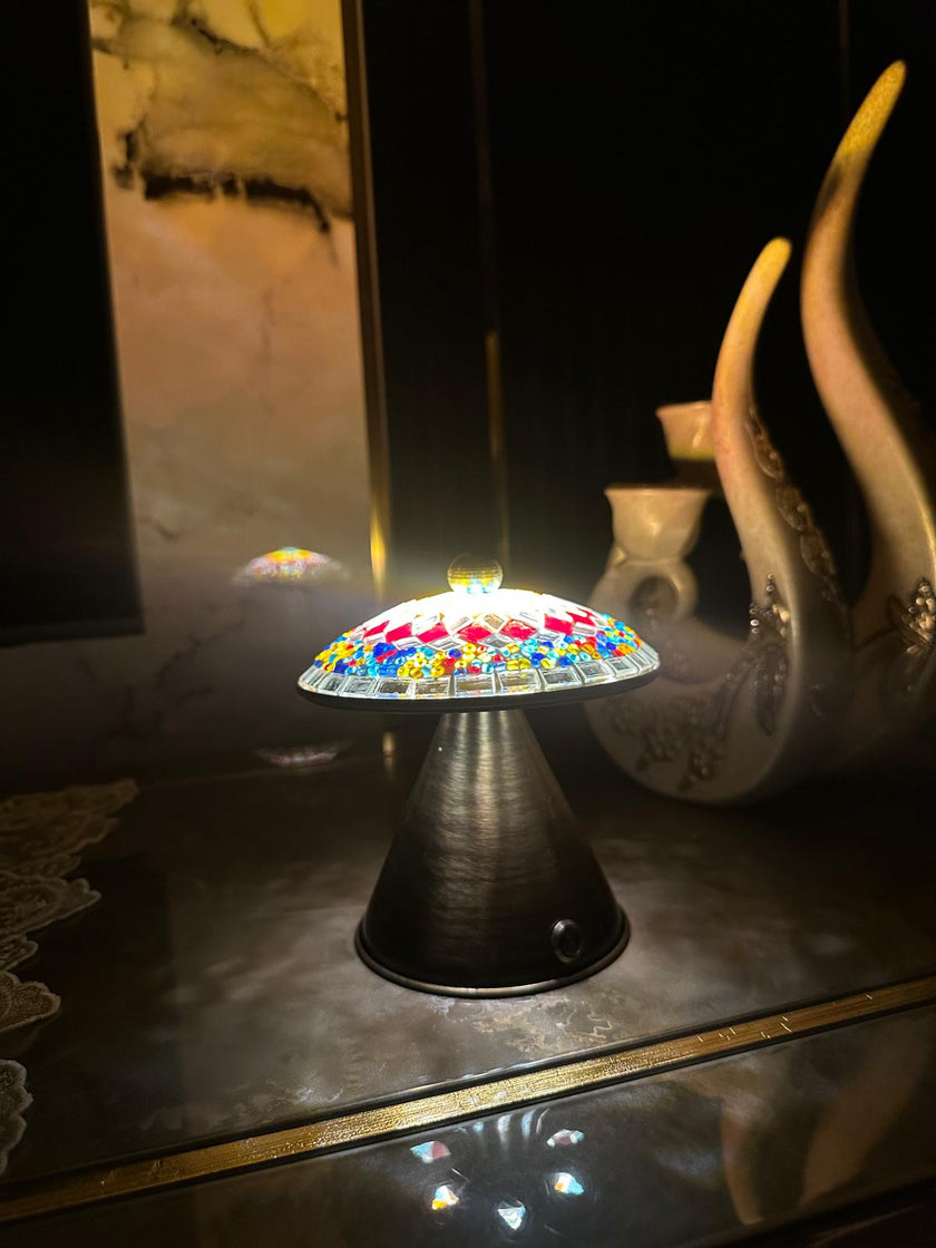 Renkli Mozaik Cam Dekoratif Masa Lambası