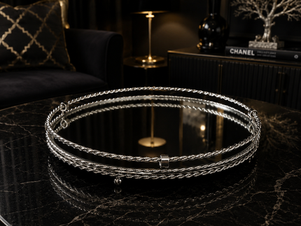 Silver Prestige Aynalı Dekoratif Tepsi Gümüş Metal Salon Konsol Sehpa Dekoru& Sleep Nova