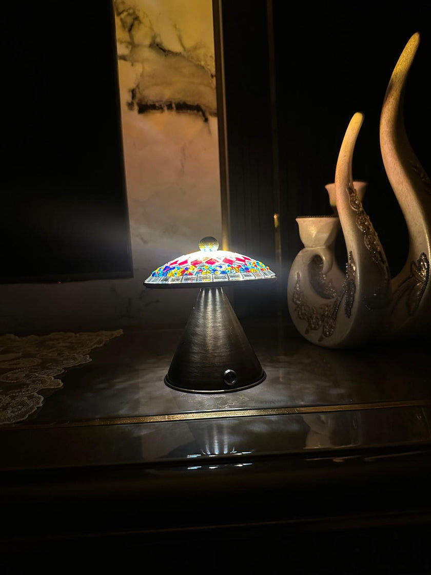 Renkli Mozaik Cam Dekoratif Masa Lambası