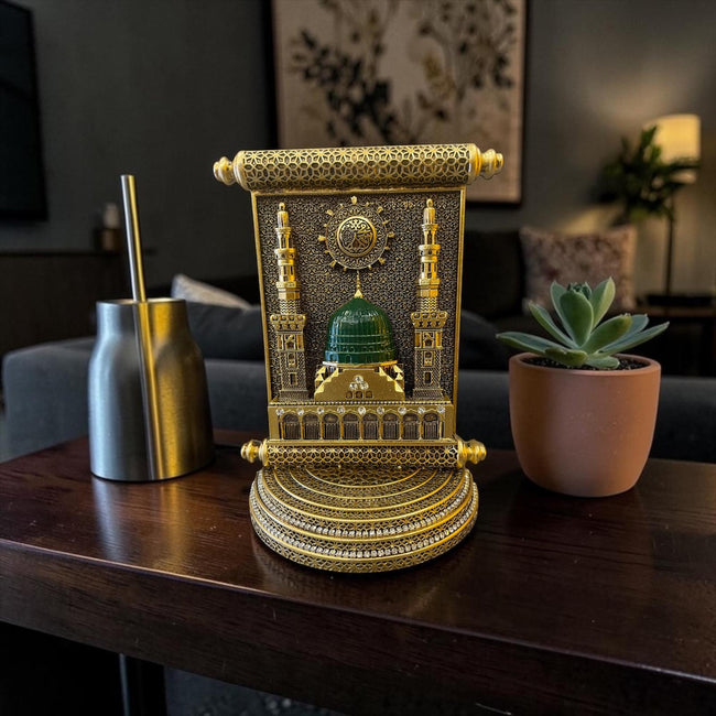 Mescid-i Nebevi Tasarımlı Gold Parşömen Biblo – Lüks İslami Masa Dekoru& Sleep Nova