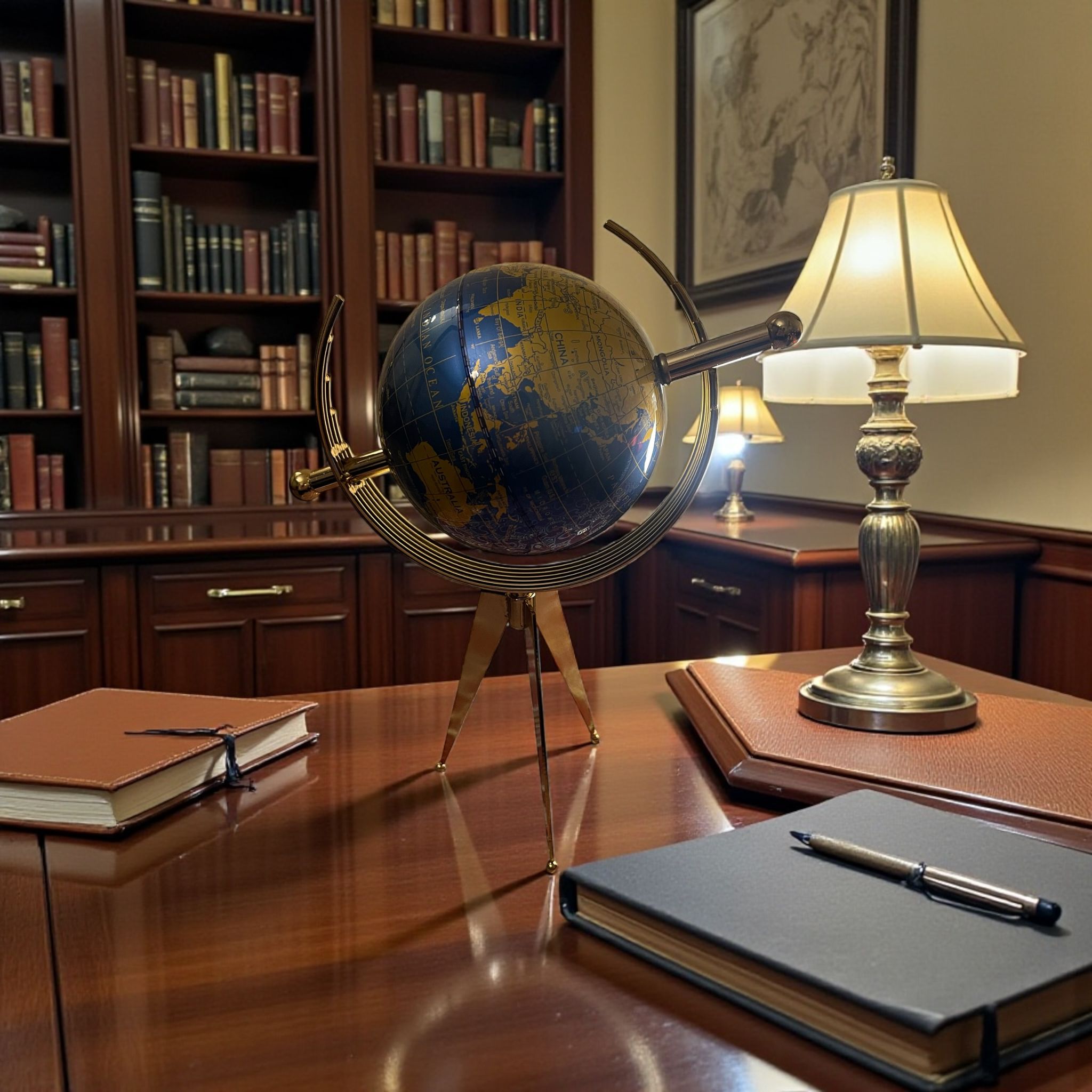 Lüks Dekoratif Dünya Küresi – Gold Ayaklı Ofis & Masa Üstü Küre Dekoru& Sleep Nova