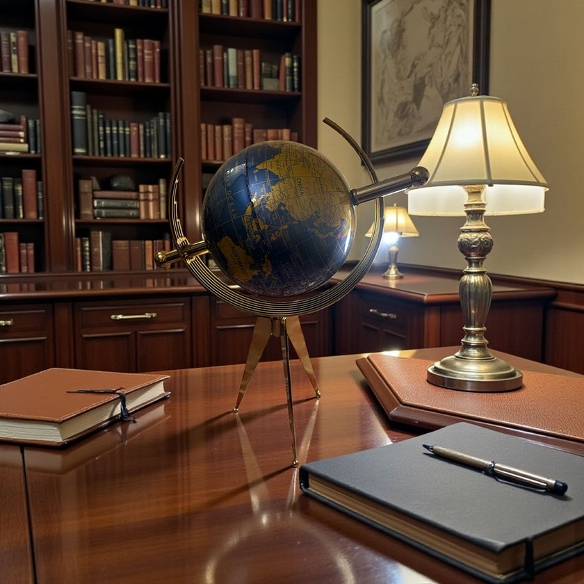 Lüks Dekoratif Dünya Küresi – Gold Ayaklı Ofis & Masa Üstü Küre Dekoru& Sleep Nova