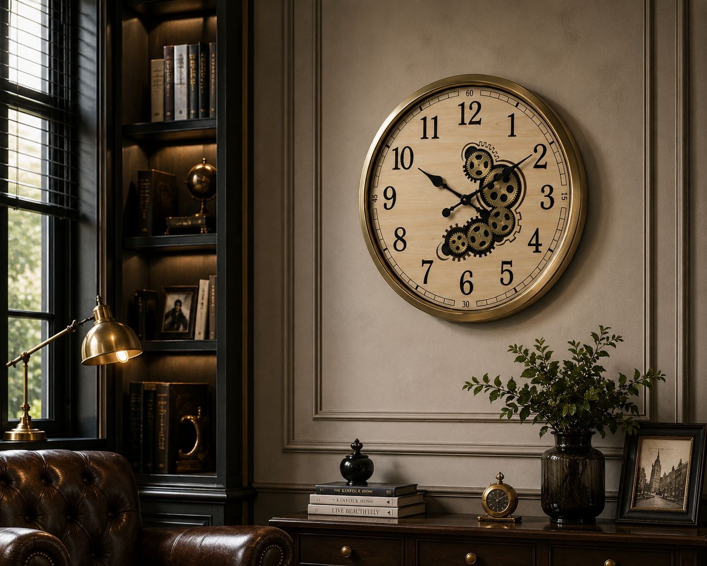 Imperial Gear Gold Dekoratif Metal Çarklı Duvar Saati Büyük Boy Salon ve Ofis Saati& Sleep Nova