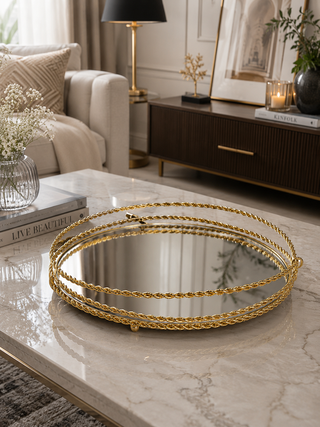 Golden Aura Aynalı Dekoratif Tepsi& Sleep Nova