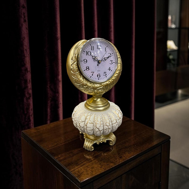 Royal Vintage Masa Saati – Gold Detaylı Klasik Dekoratif Saat