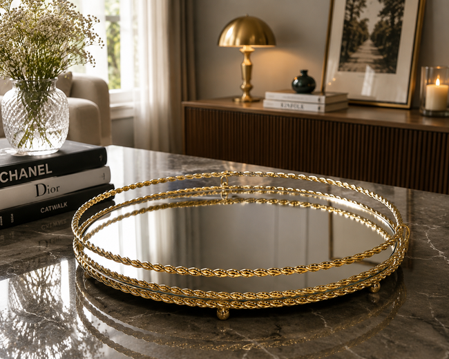 Golden Aura Aynalı Dekoratif Tepsi& Sleep Nova