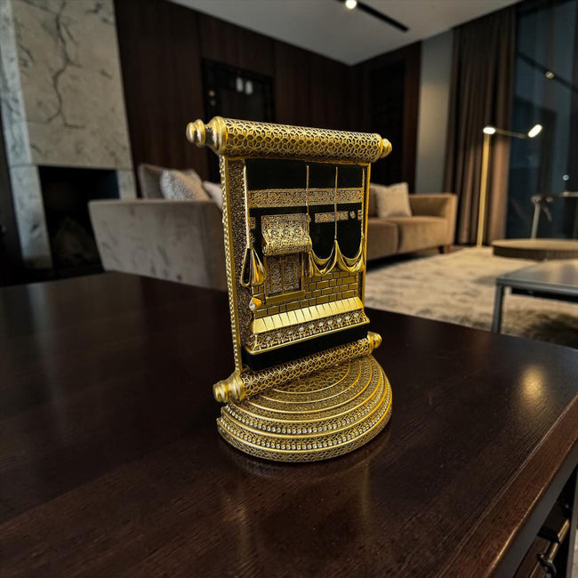 Kâbe Tasarımlı Gold Parşömen Biblo – İslami Lüks Masa Dekoru& Sleep Nova