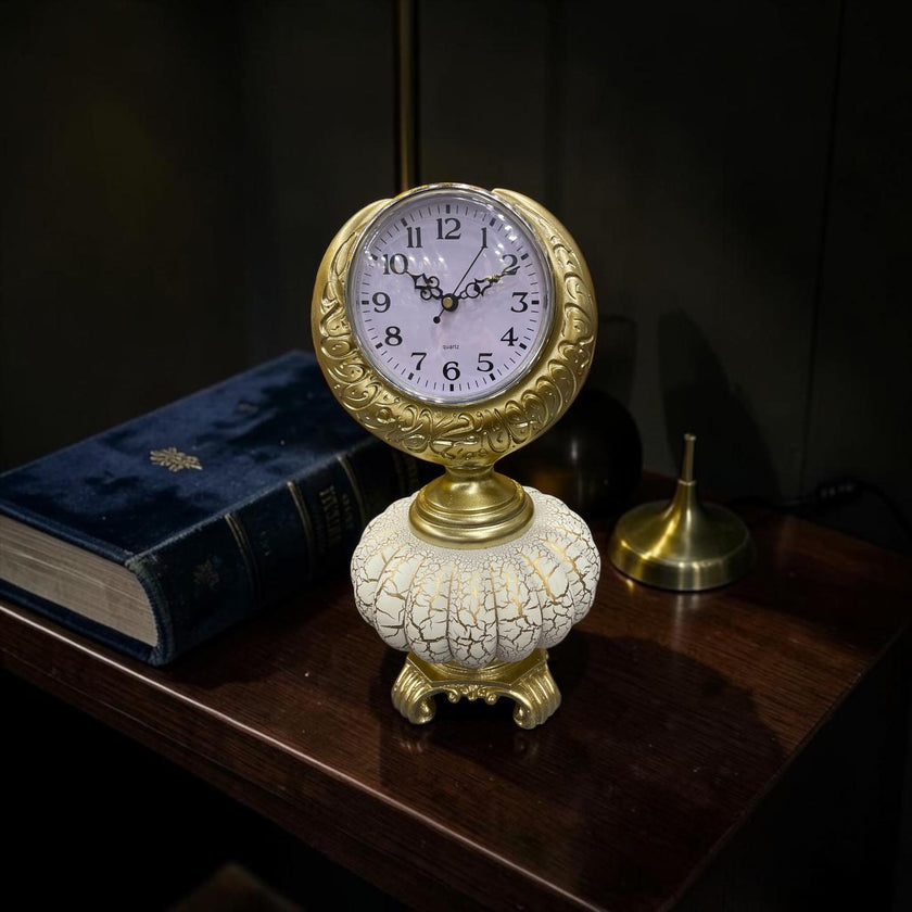 Royal Vintage Masa Saati – Gold Detaylı Klasik Dekoratif Saat& Sleep Nova