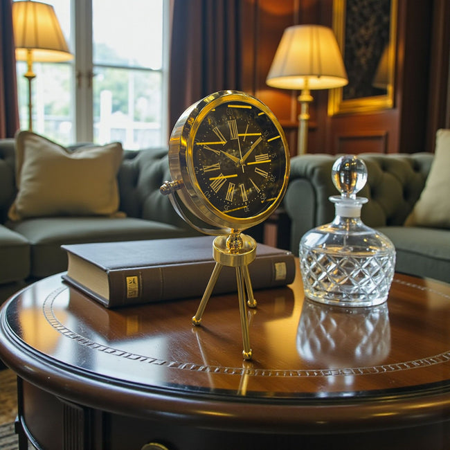 Modern Metal Ayaklı Dekoratif Masa Saati Gold Kasa& Sleep Nova