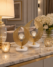 Gold Kristal Küreli Yaprak Formlu Dekoratif Obje 2’li Set