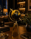 Gold Siyah Dekoratif Dünya Küresi – Metal Tripod Ayaklı Lüks Masaüstü Globe& Sleep Nova
