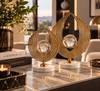 Gold Kristal Küreli Yaprak Formlu Dekoratif Obje 2’li Set