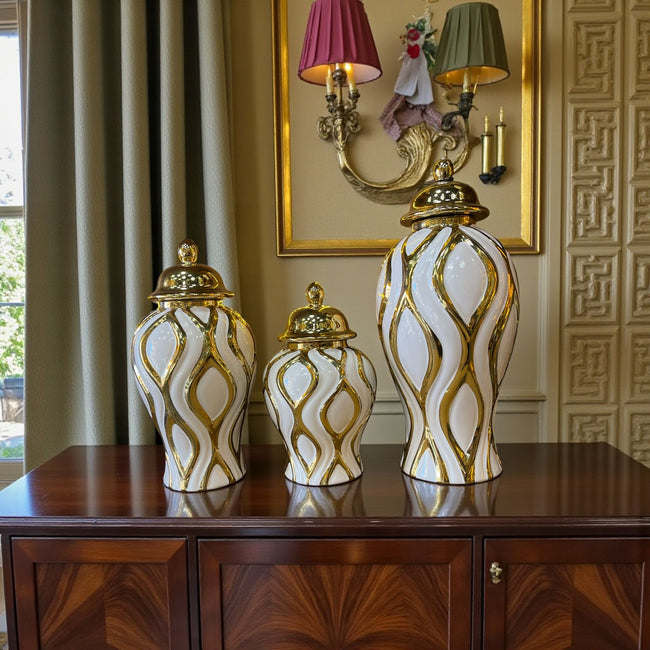 Golden Flow Gold Dekoratif Küp Seti – Üçlü Beyaz Altın Salon Konsol Üstü Lüks Obje Takımı& Sleep Nova