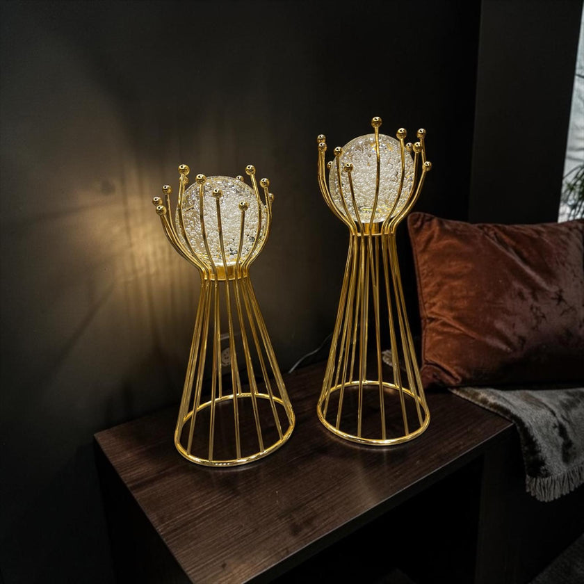 Golden Orb Dekoratif Obje Seti – Cam Küre Detaylı Modern Lüks Salon Aksesuarı (İkili)& Sleep Nova