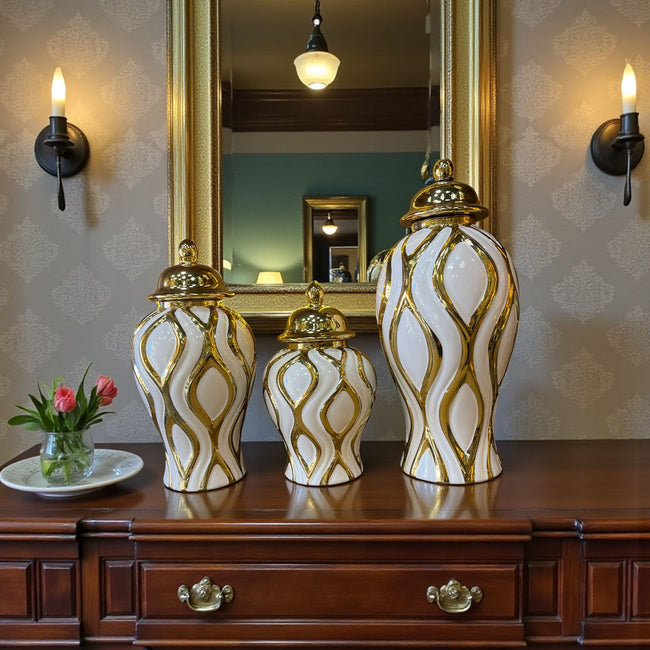 Golden Flow Gold Dekoratif Küp Seti – Üçlü Beyaz Altın Salon Konsol Üstü Lüks Obje Takımı& Sleep Nova