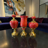 Royal Red Marble Dekoratif Vazo & Obje Seti – Gold Detaylı Lüks Salon Aksesuarı (3’lü)& Sleep Nova