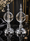 Silver Crystal Cam Küre Dekoratif Obje Seti – Gümüş Metal Modern Salon & Ofis Aksesuarı (2'li)& Sleep Nova