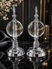 Silver Crystal Cam Küre Dekoratif Obje Seti – Gümüş Metal Modern Salon & Ofis Aksesuarı (2'li)& Sleep Nova