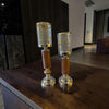 WoodGold Cam Mumluk & Ahşap Detaylı Şamdan Seti (İkili)& Sleep Nova