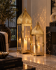 Gold Metal Camlı Dekoratif Fener 2’li Set
