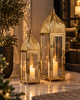 Gold Metal Camlı Dekoratif Fener 2’li Set