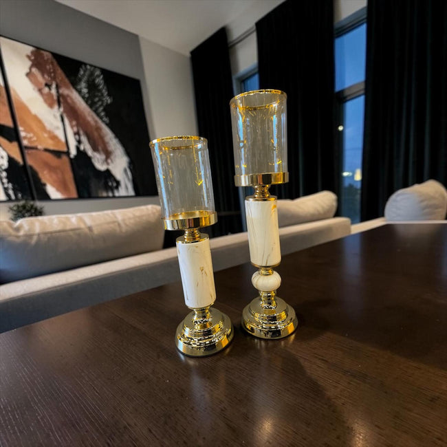 Premium Gold & Mermer Şamdan İkili Set& Sleep Nova