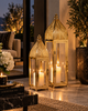 Gold Metal Camlı Dekoratif Fener 2’li Set