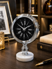 Lüks Gümüş Mermer Kaideli Dekoratif Masa Saati – Modern Metal Roma Rakamlı Premium Salon & Ofis Saati& Sleep Nova