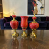 Royal Red Marble Dekoratif Vazo & Obje Seti – Gold Detaylı Lüks Salon Aksesuarı (3’lü)& Sleep Nova