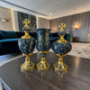 Emerald Black Marble Dekoratif Vazo & Obje Seti – Gold Detaylı Lüks Salon Aksesuarı (3’lü& Sleep Nova