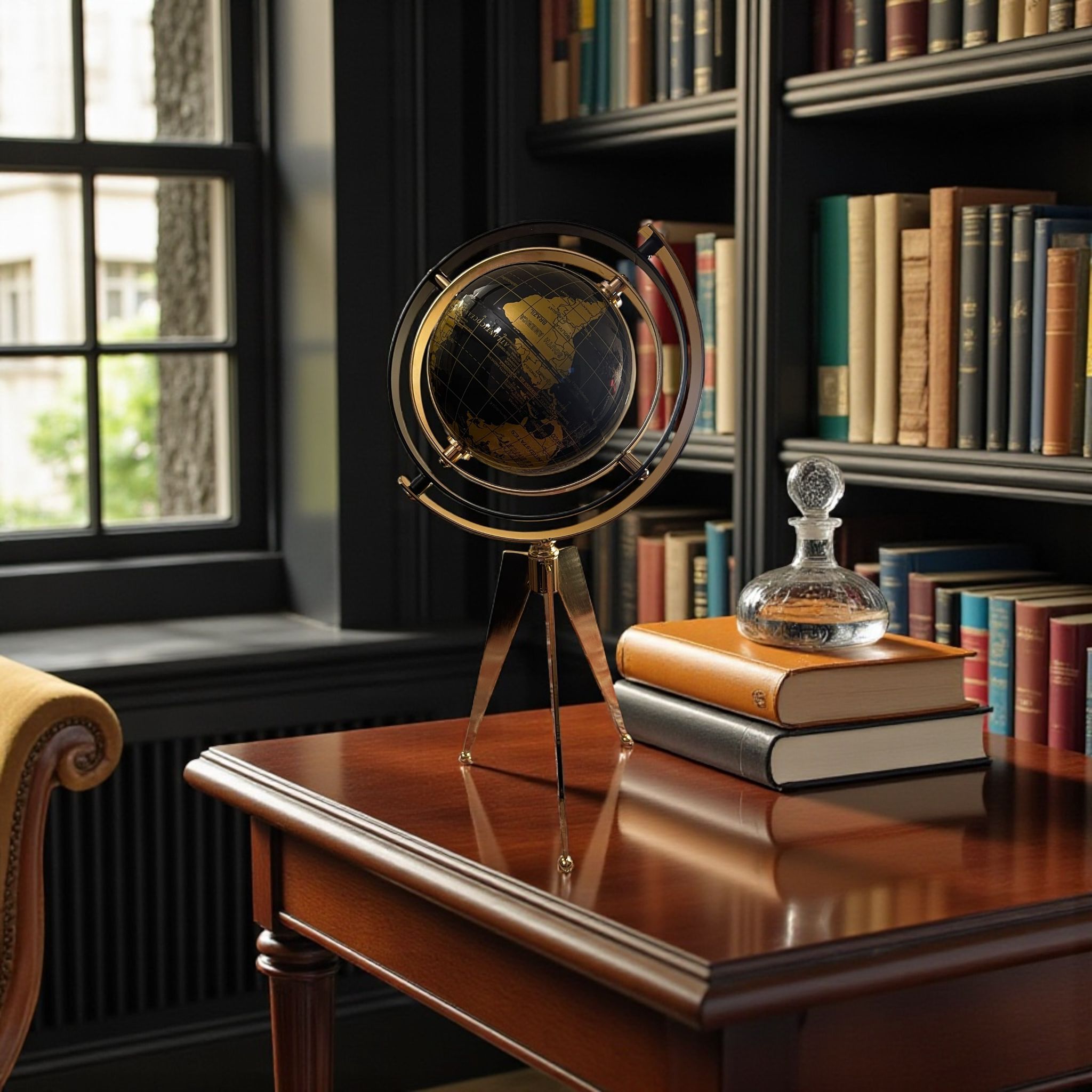 Lüks Dekoratif Dünya Küresi – Gold Detaylı Masa Üstü, Ofis & Kütüphane Dekoru& Sleep Nova